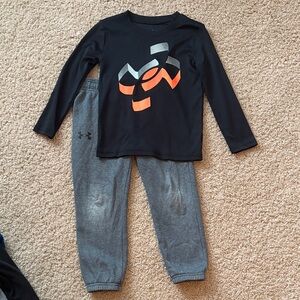 Under Armour Black and Gray Kids Set with Orange Logo